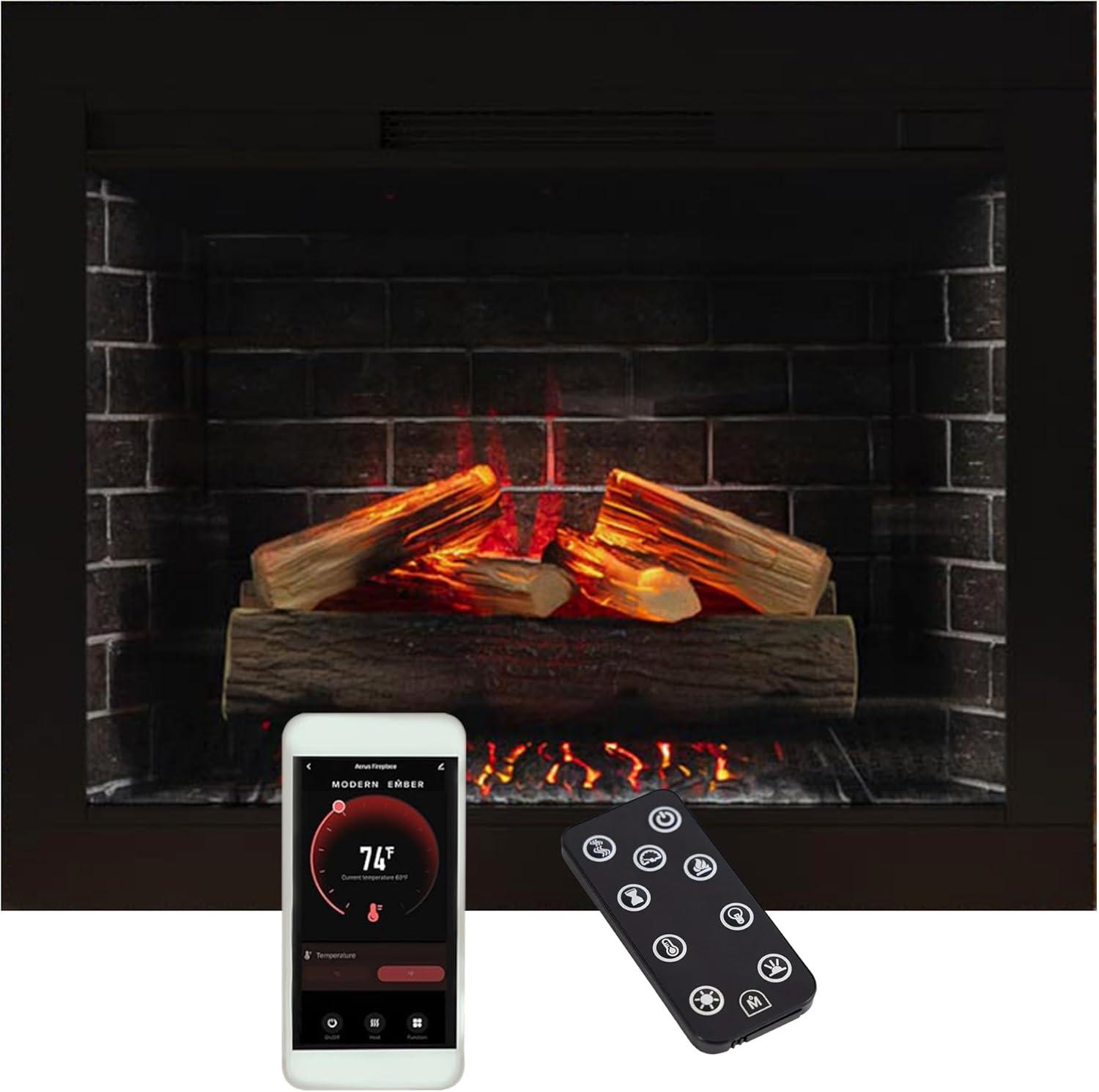 Uptown 33" Infrared Electric Fireplace Insert Heater with Trim Kit, Compatible with Alexa & Google, Remote Control
