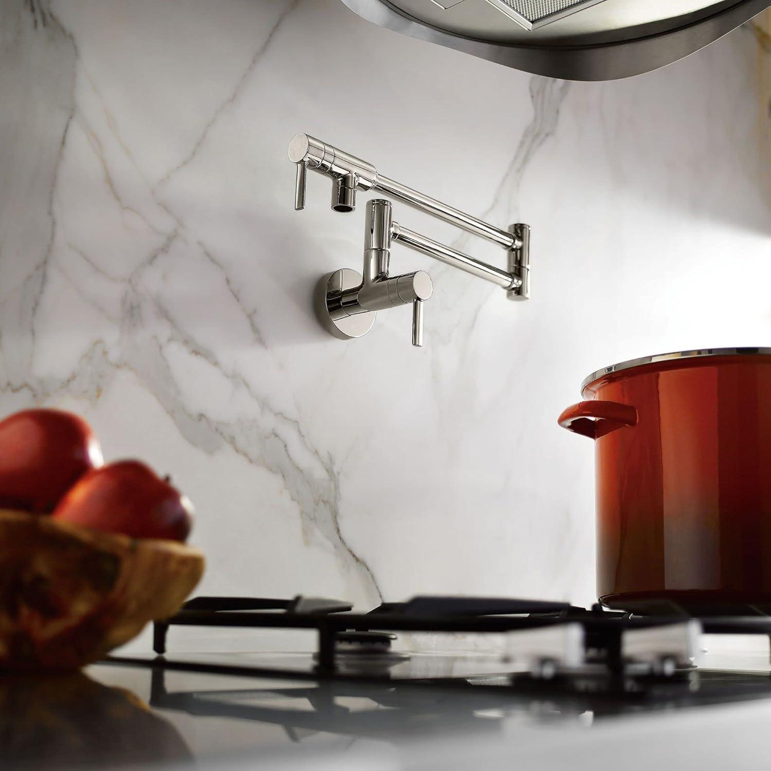 Chrome Wall Mounted Dual Handle Pot Filler Faucet