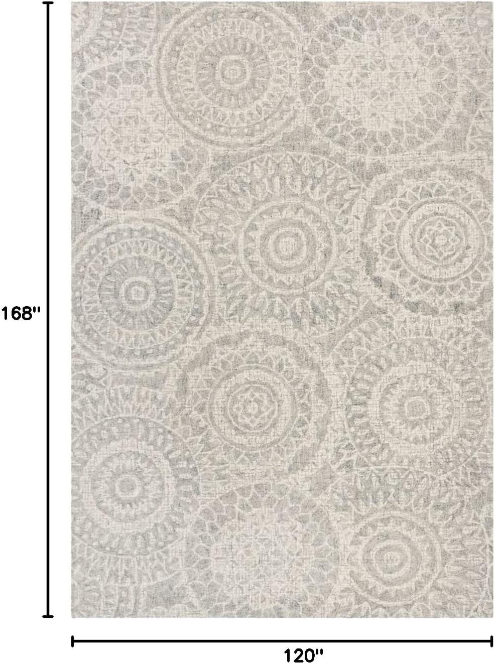 SAFAVIEH Abstract Tobon Geometric Circles Area Rug, Ivory/Grey, 10' x 14'