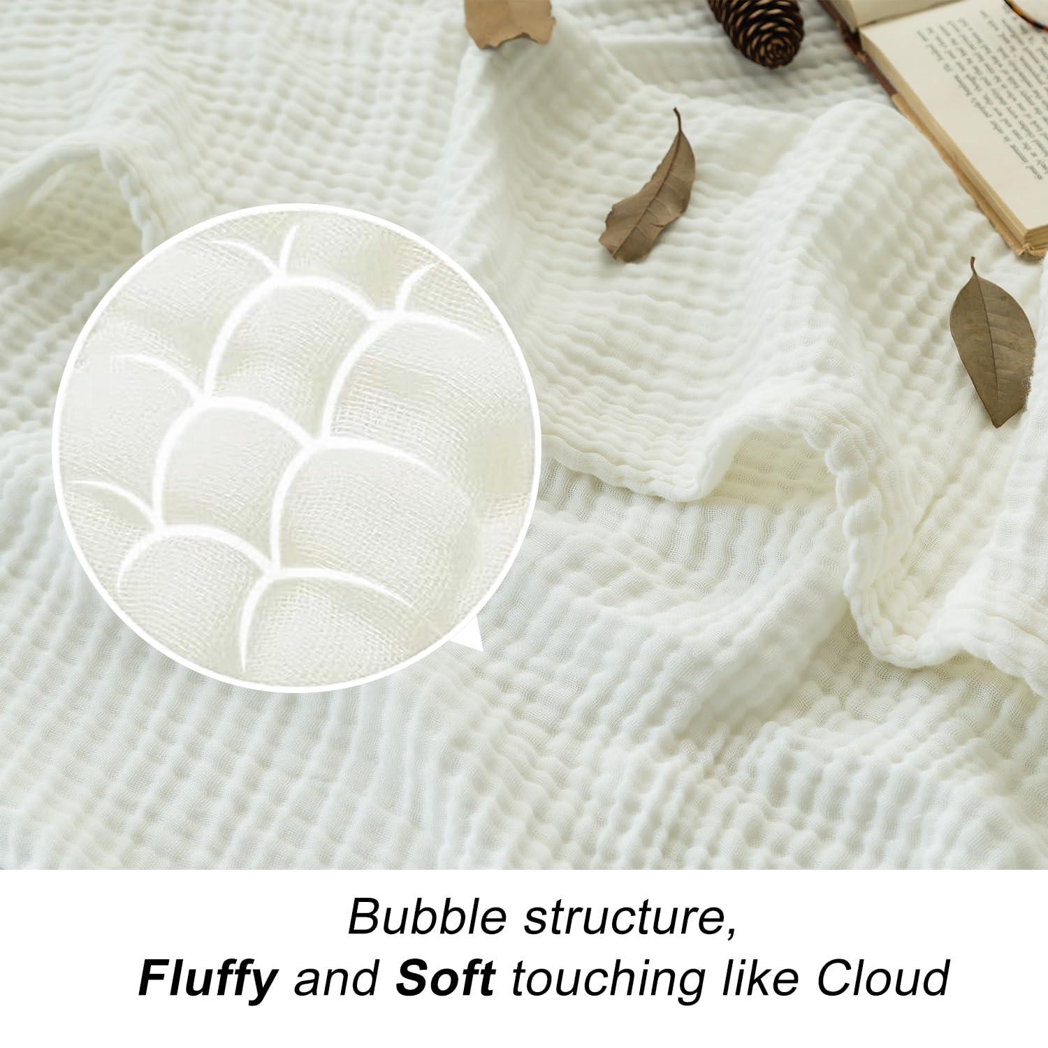 XXKQ Cotton Throw Blanket Large 50"x70" 100% Muslin for Couch Breathable Gauze All Season Soft and Lightweight Pre-Washed