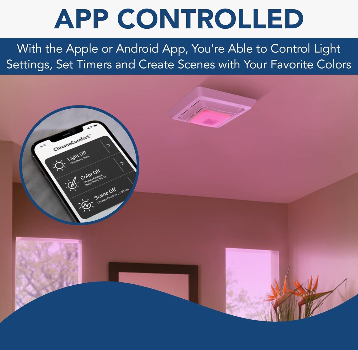 Broan Bluetooth Ceiling Mounted Ventilation Fan, White