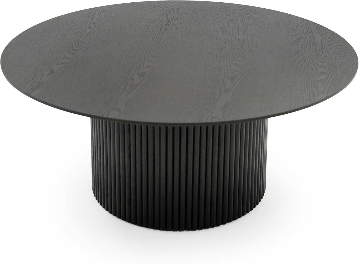 Black Ash Veneer Round Coffee Table with Tambour Base