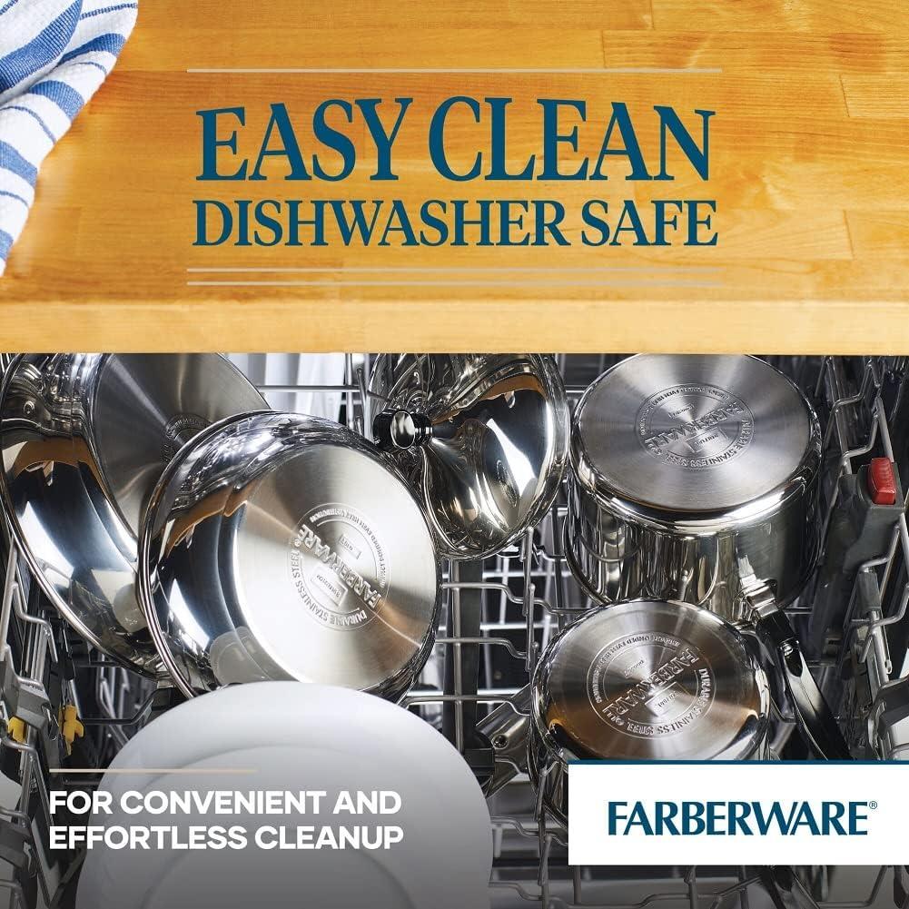 Farberware Classic Series 15pc Stainless Steel and Ceramic Cookware Pots and Pans Set Silver