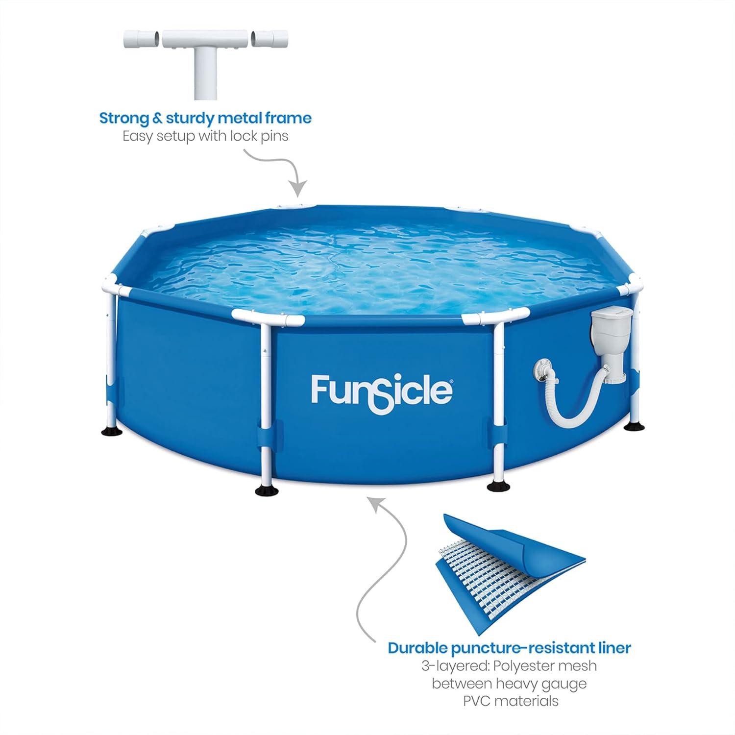 Funsicle Outdoor Activity Round Frame Above Ground Swimming Pool Set