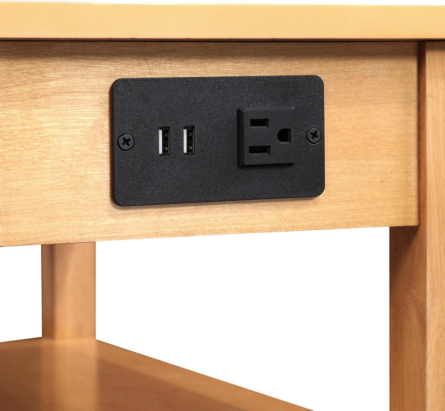 Convenience Concepts American Heritage End Table/Charging Station, Natural