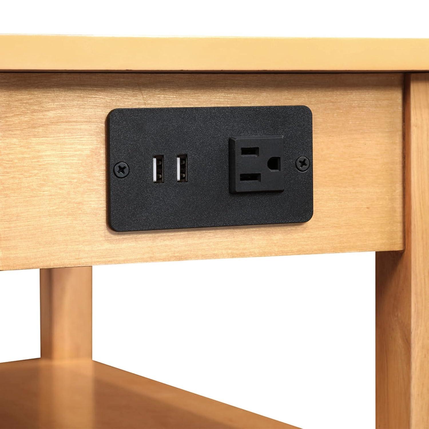 Convenience Concepts American Heritage End Table/Charging Station, Natural