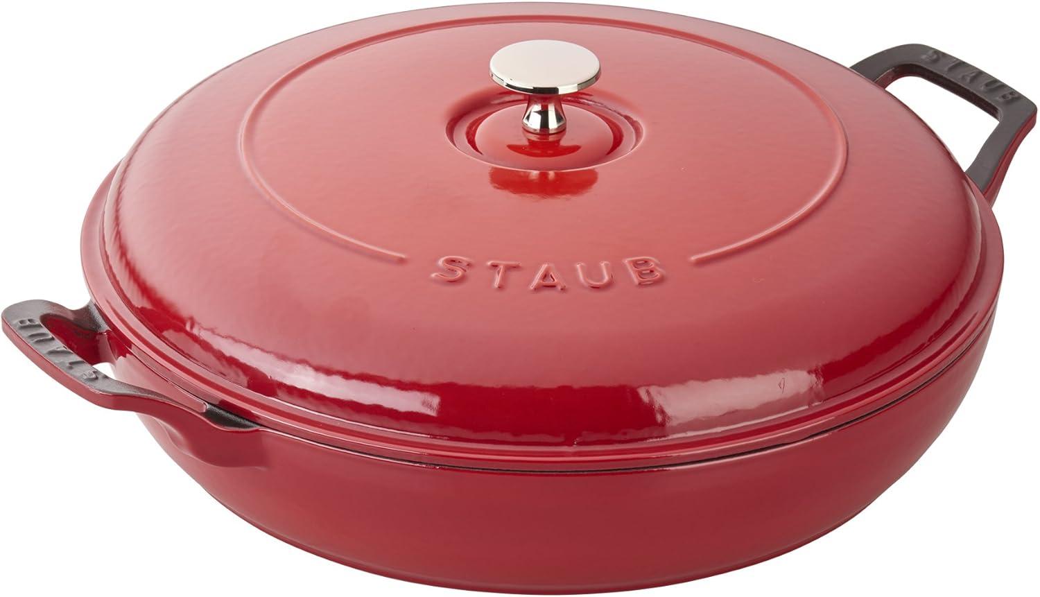 Cherry Red Cast Iron 3.5-qt Covered Braiser with Handles