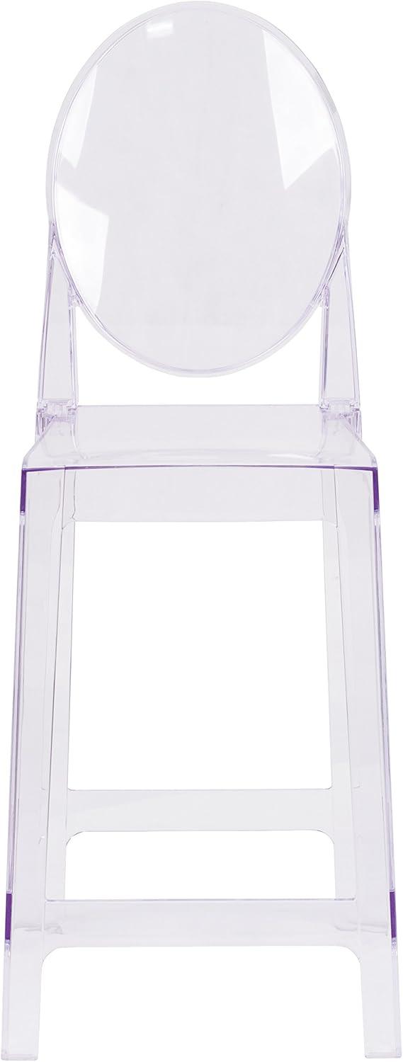 Flash Furniture Ghost Counter Stool with Oval Back in Transparent Crystal