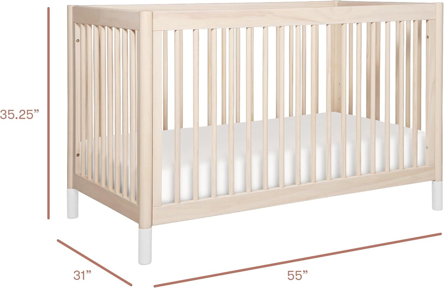 Babyletto Gelato White & Washed Natural Wood 4-in-1 Convertible Baby Crib with Toddler Bed Conversion Kit