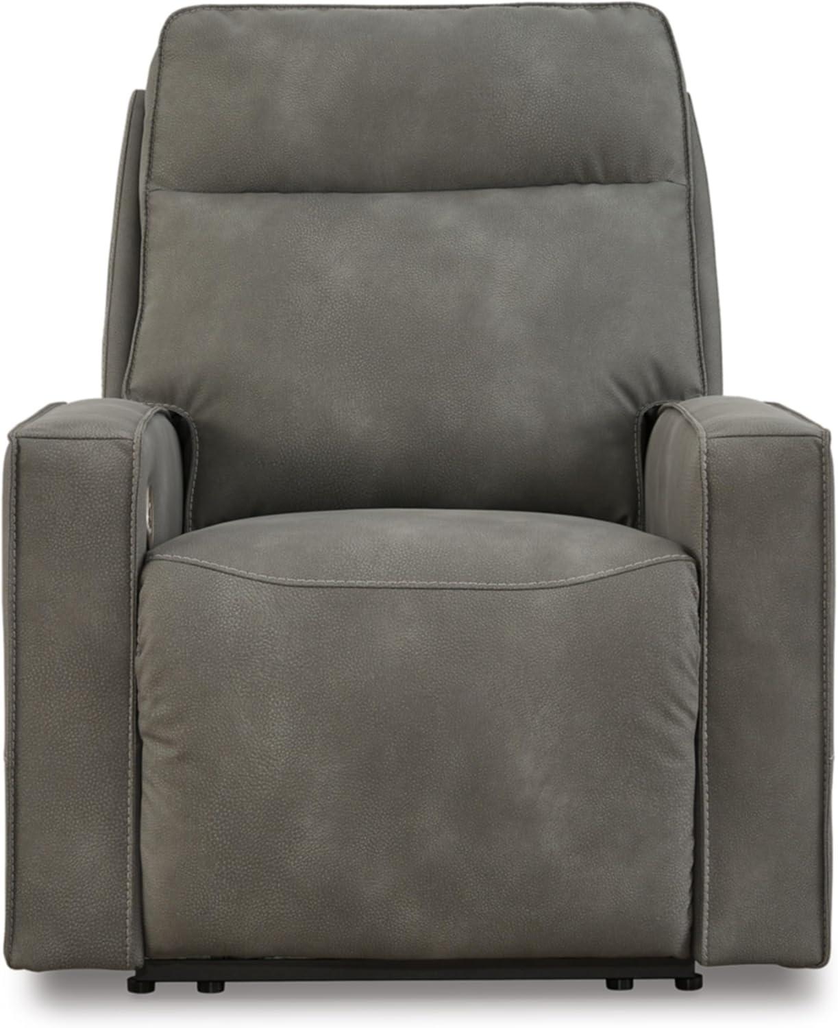 Slate Gray Microfiber Power Recliner with Adjustable Headrest