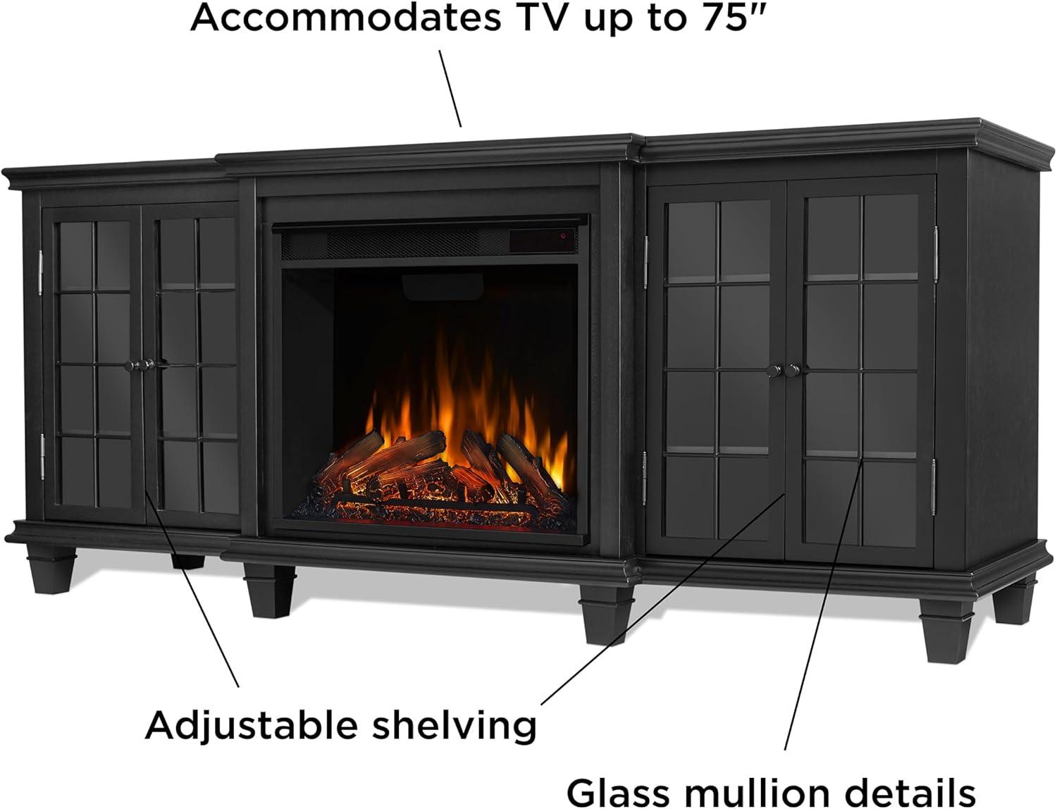 Marlowe 70" Electric Fireplace TV Stand in Black by Real Flame