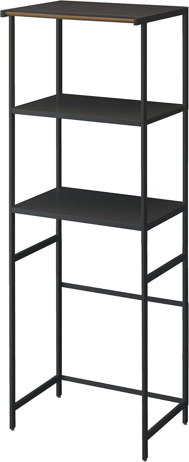 Sleek Black Steel and Ash Wood Kitchen Appliance Tower Rack