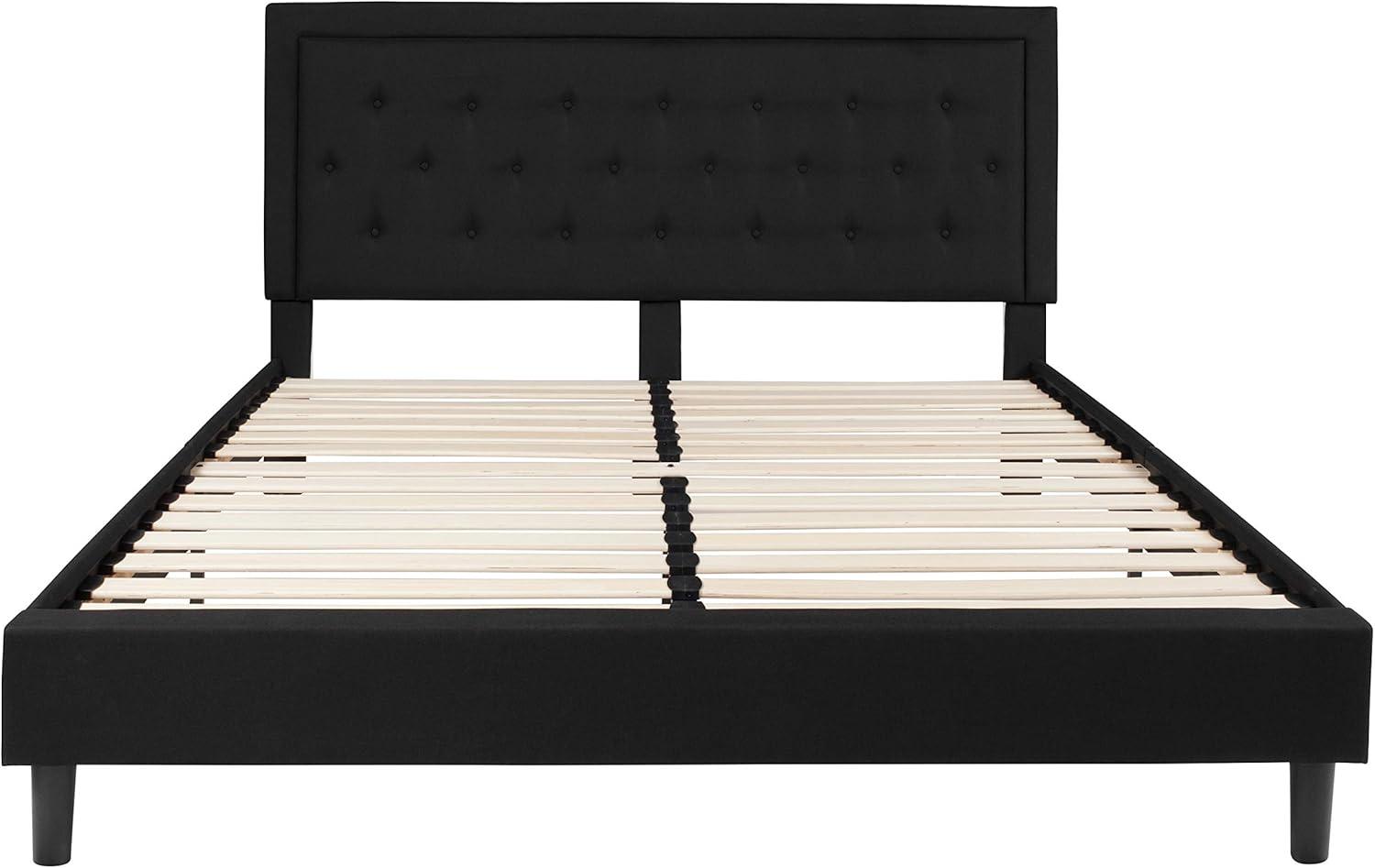 Lark Manor™ Aluino Panel Button Tufted Upholstered Platform Bed Frame - No Box Spring Required