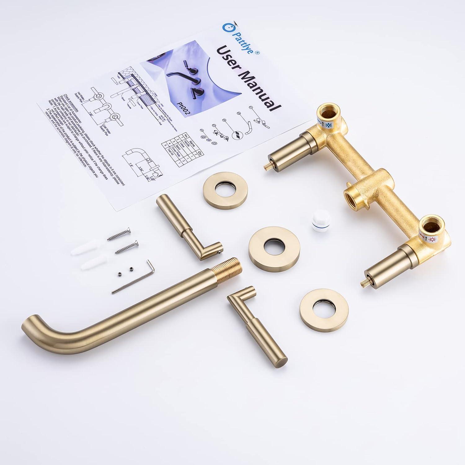 10.08" Widespread Bathroom Faucet 3 Hole, 2-handle Bathroom Sink Faucet with Drain Assembly