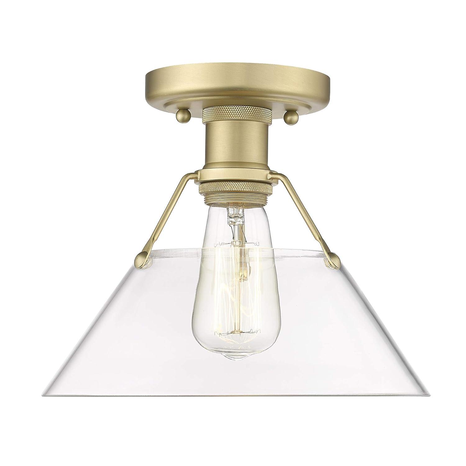 Golden Lighting Orwell 1-Light Flush Mount in Brushed Champagne Bronze with Clear Glass
