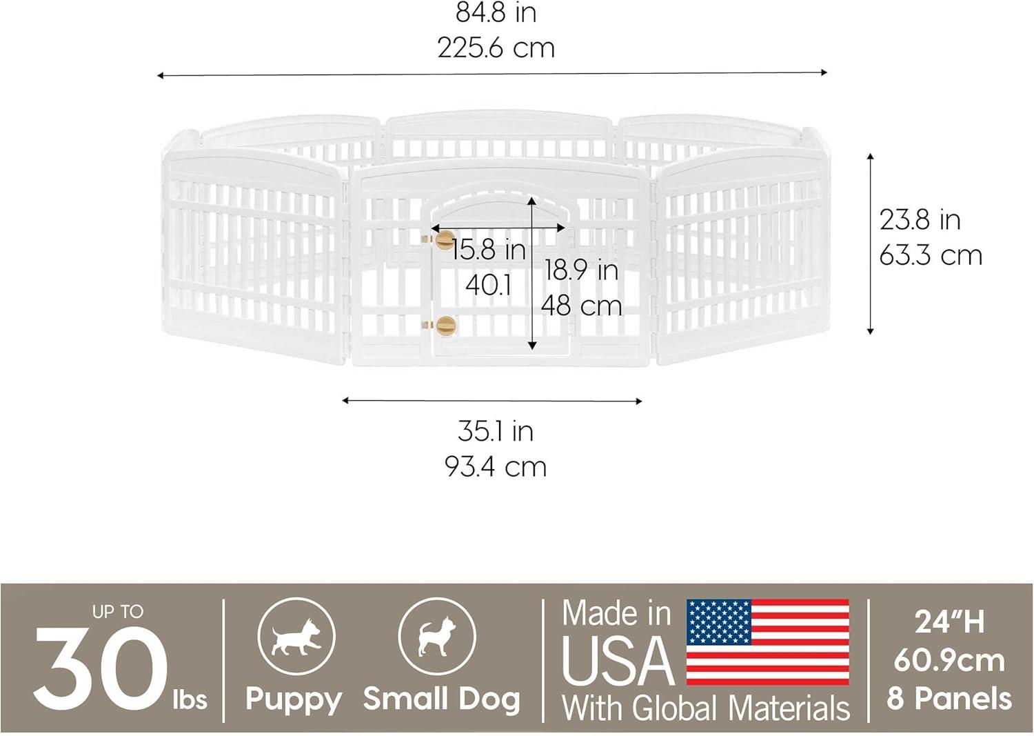 IRIS 4-10Panel 24/34"H Foldable Exercise Enclosure Plastic Pet Playpen with Door