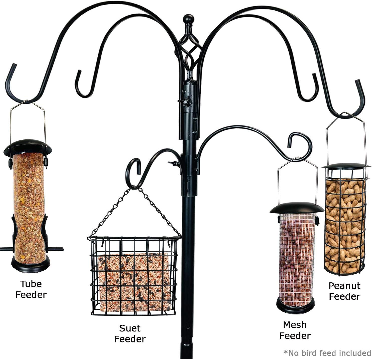 Ashman Premium Bird Station & Birdbath w/ 2 Feeders, 92" Tall, 2 Side Hook