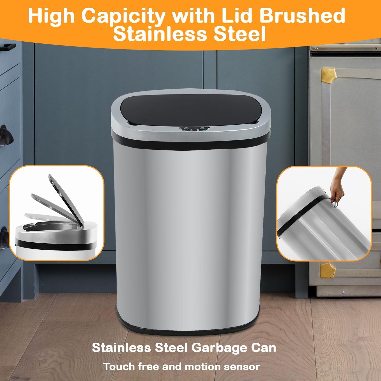 Stainless Steel 13 Gallon Motion Sensor Kitchen Trash Can