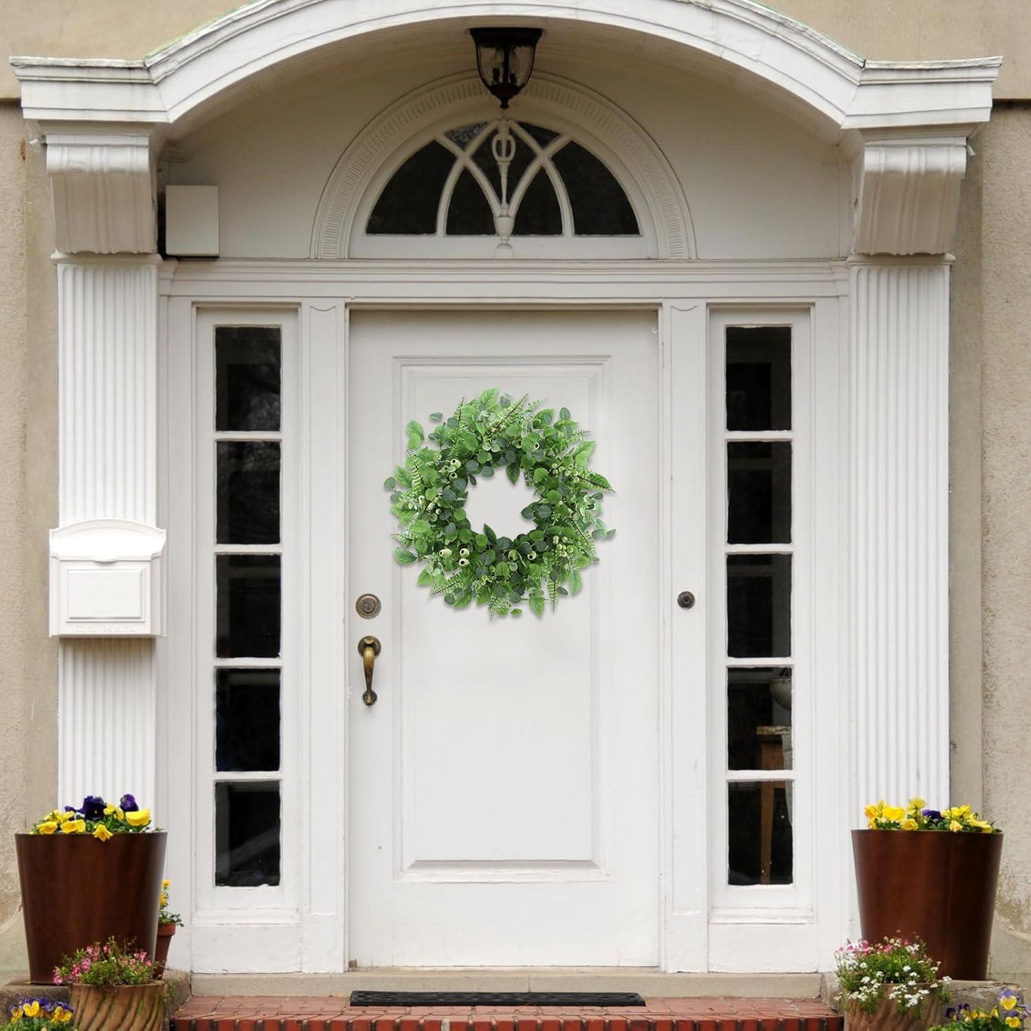 The Holiday Aisle® 22" Artificial Spring Summer Farmhouse Eucalyptus Berry Front Door Wreath