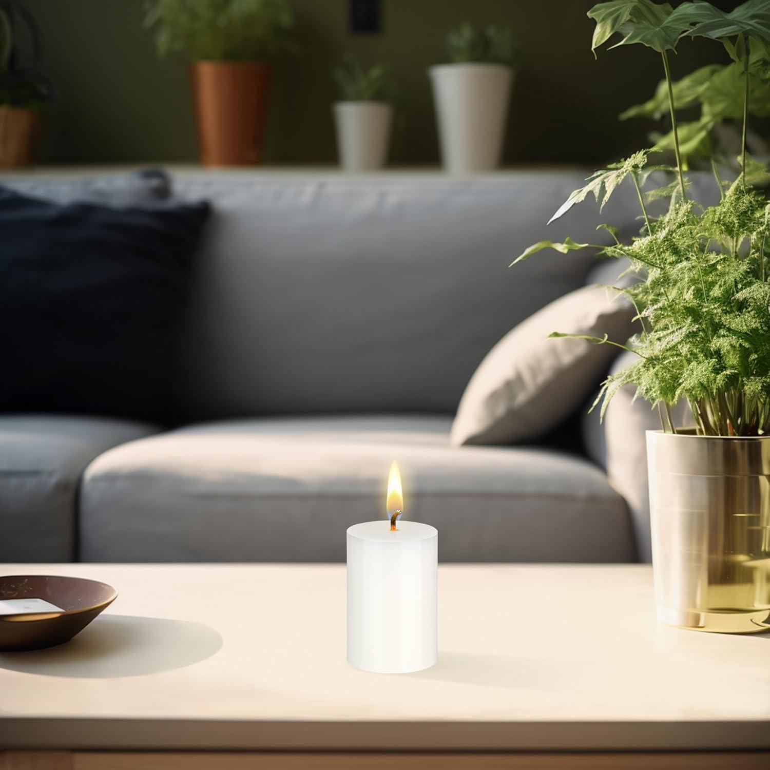 Mega 2" x 3"Unscented Round Pillar Candle, White