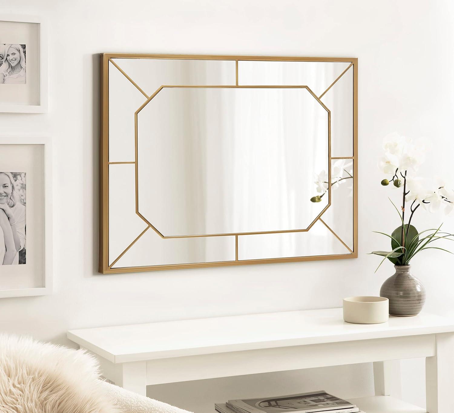 Ardithe Gold Geometric 24x30 Rectangular Vanity Mirror