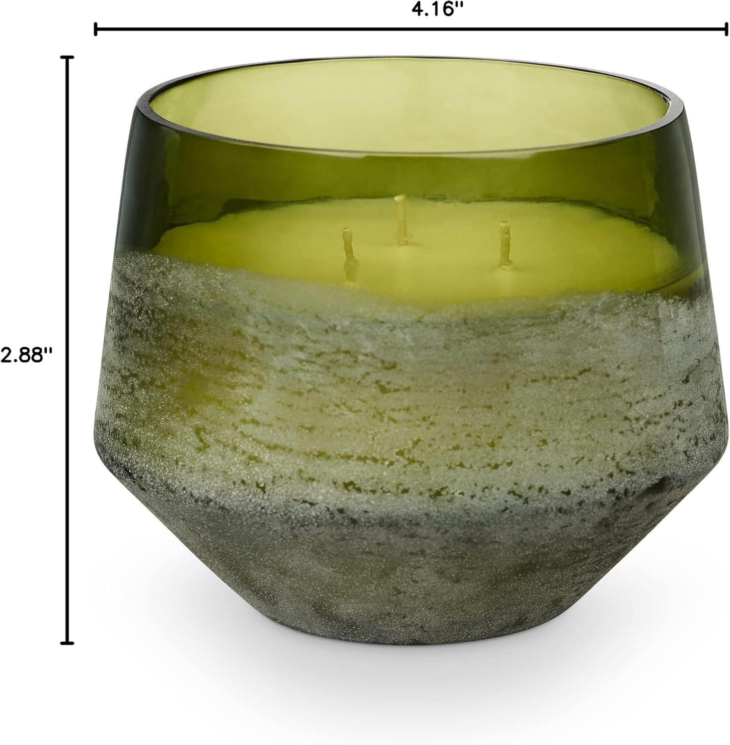 Large Green Baltic Glass Candle with Soy Wax