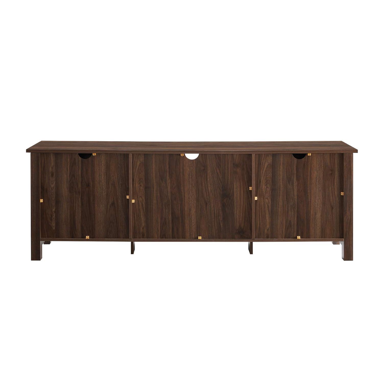 Walker Edison Farmhouse Grooved Door TV Stand for TVs up to 80", Dark Walnut