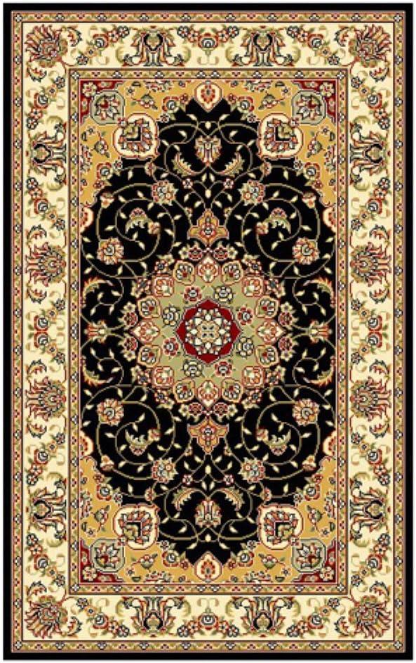 Lyndhurst LNH329 Power Loomed Area Rug - Black/Ivory - 4'x6' - Safavieh