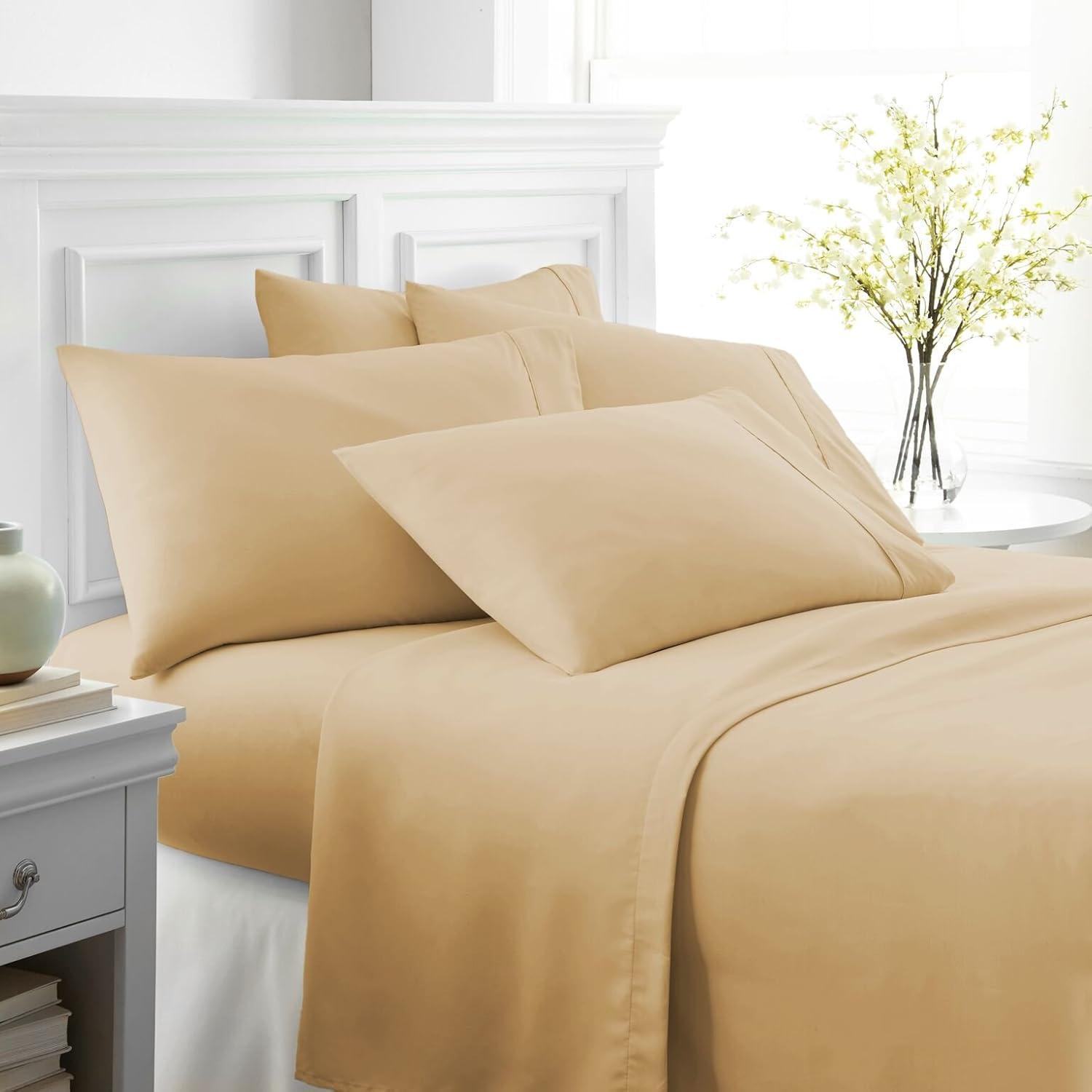 Ienjoy Home Twin Microfiber Gold 4-Piece Bed