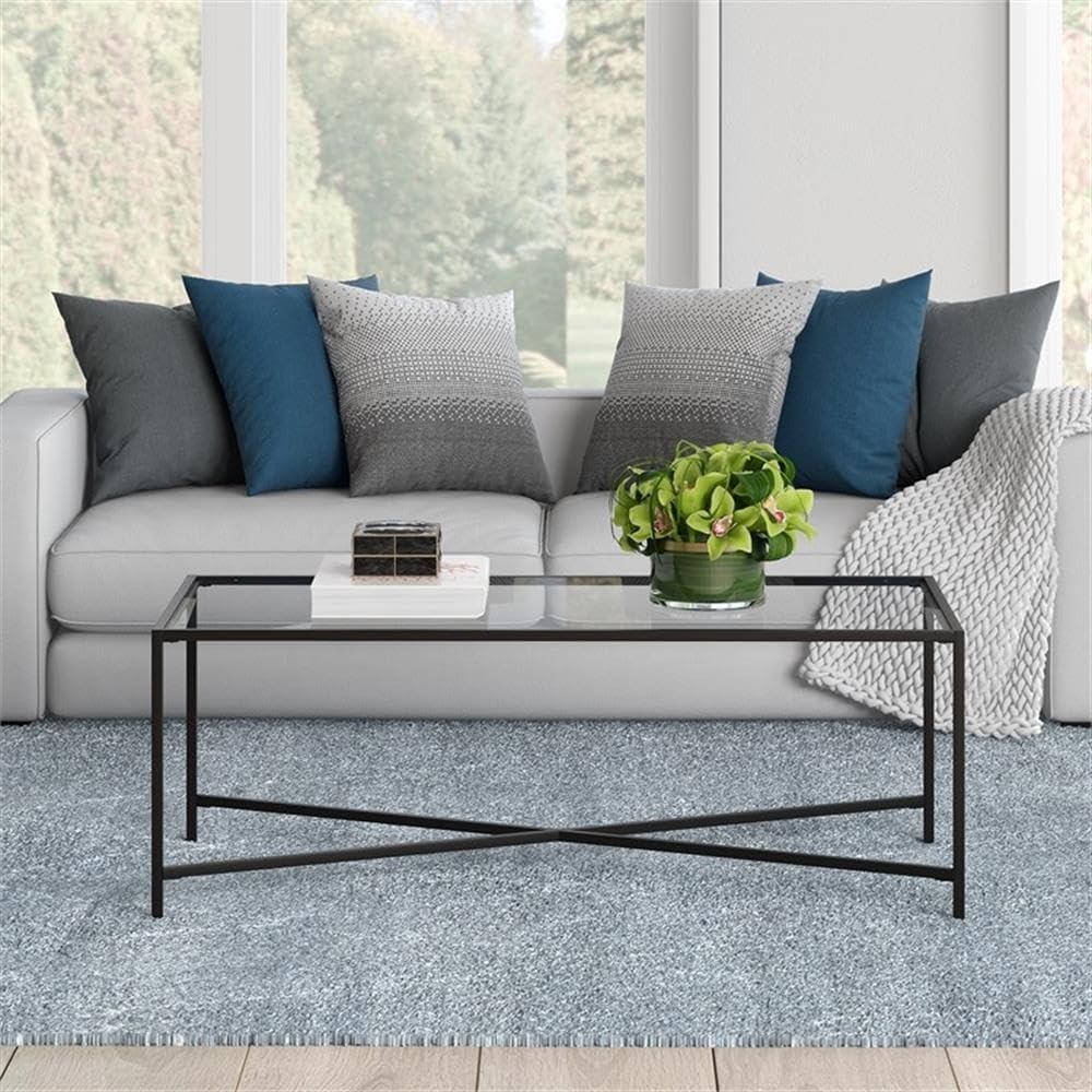 Henn&Hart Black Bronze Coffee Table with Glass Top