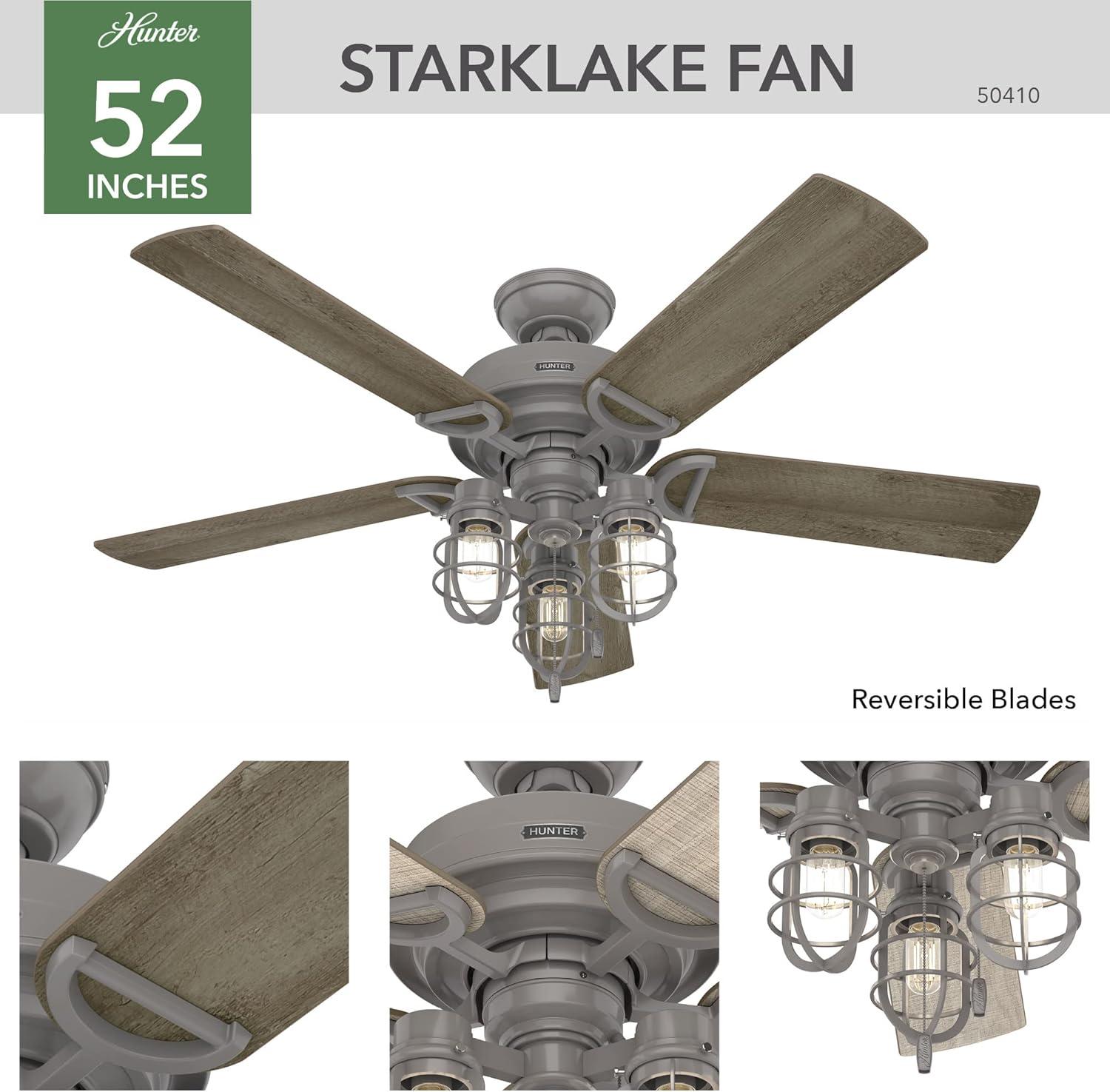 52" Starklake 5 - Blade Outdoor Standard Ceiling Fan with Pull Chain and Light Kit Included