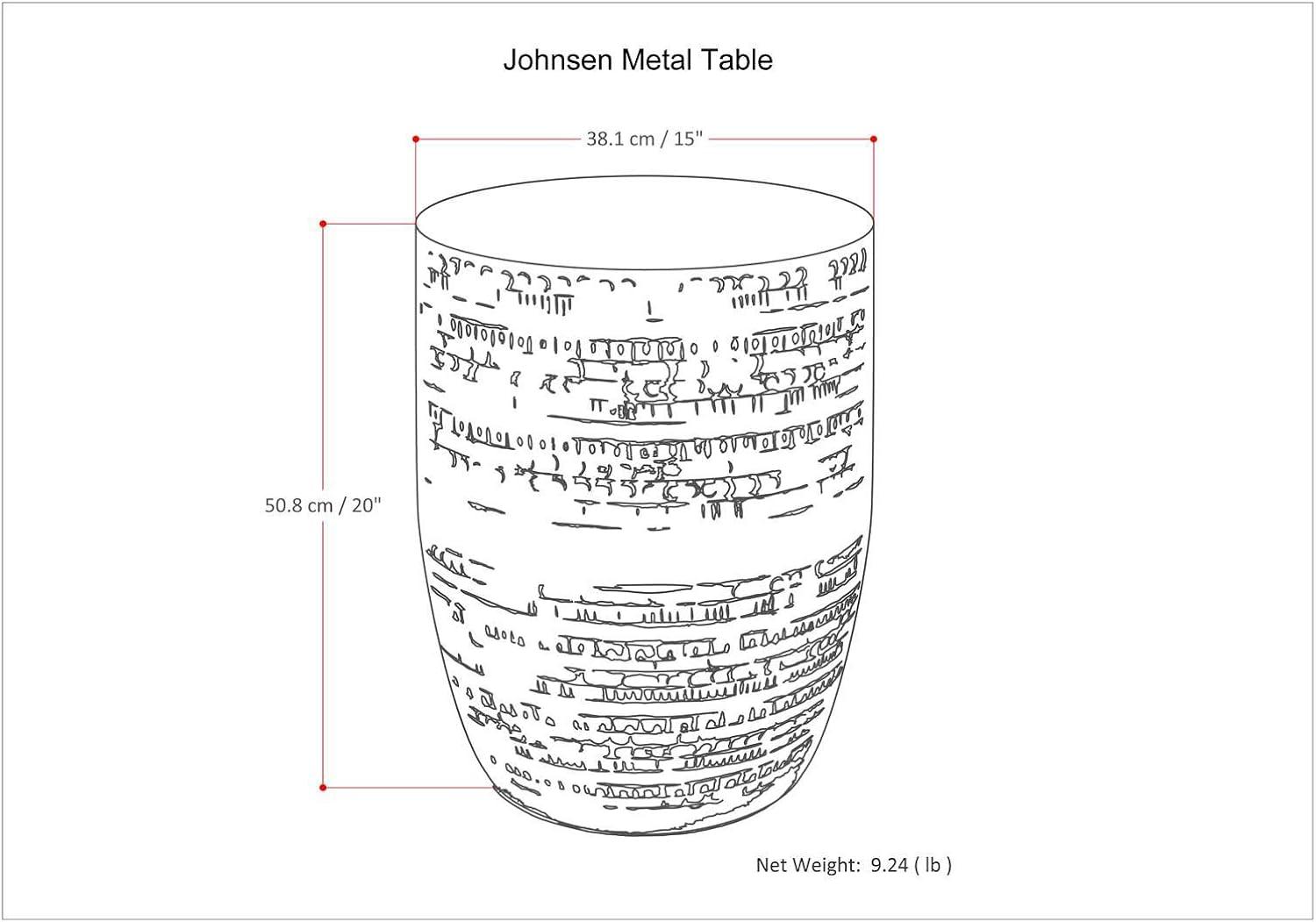 Simpli Home Johnsen Boho 15 " Metal Large Accent Side Table in Antique Gold