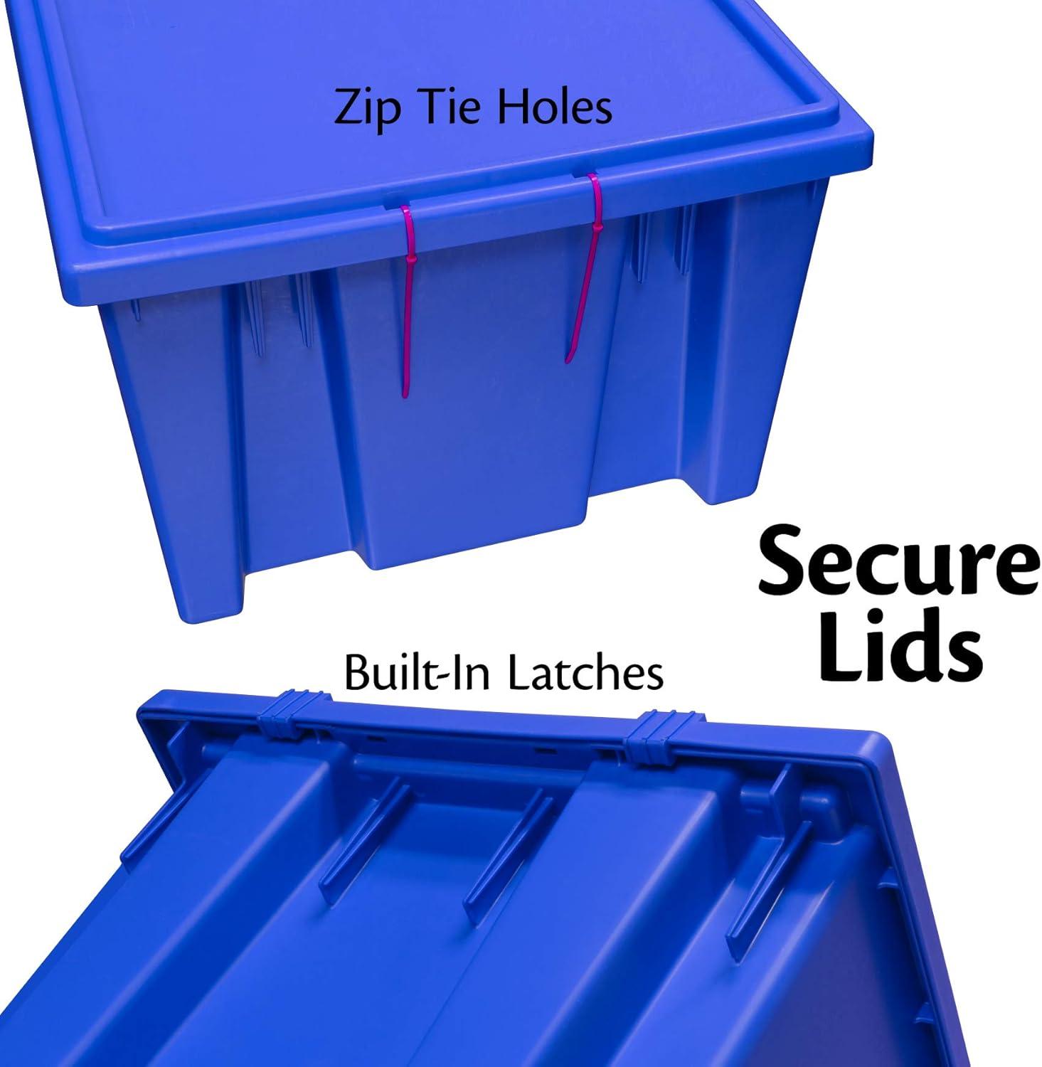 Blue Heavy-Duty Stackable Plastic Storage Container