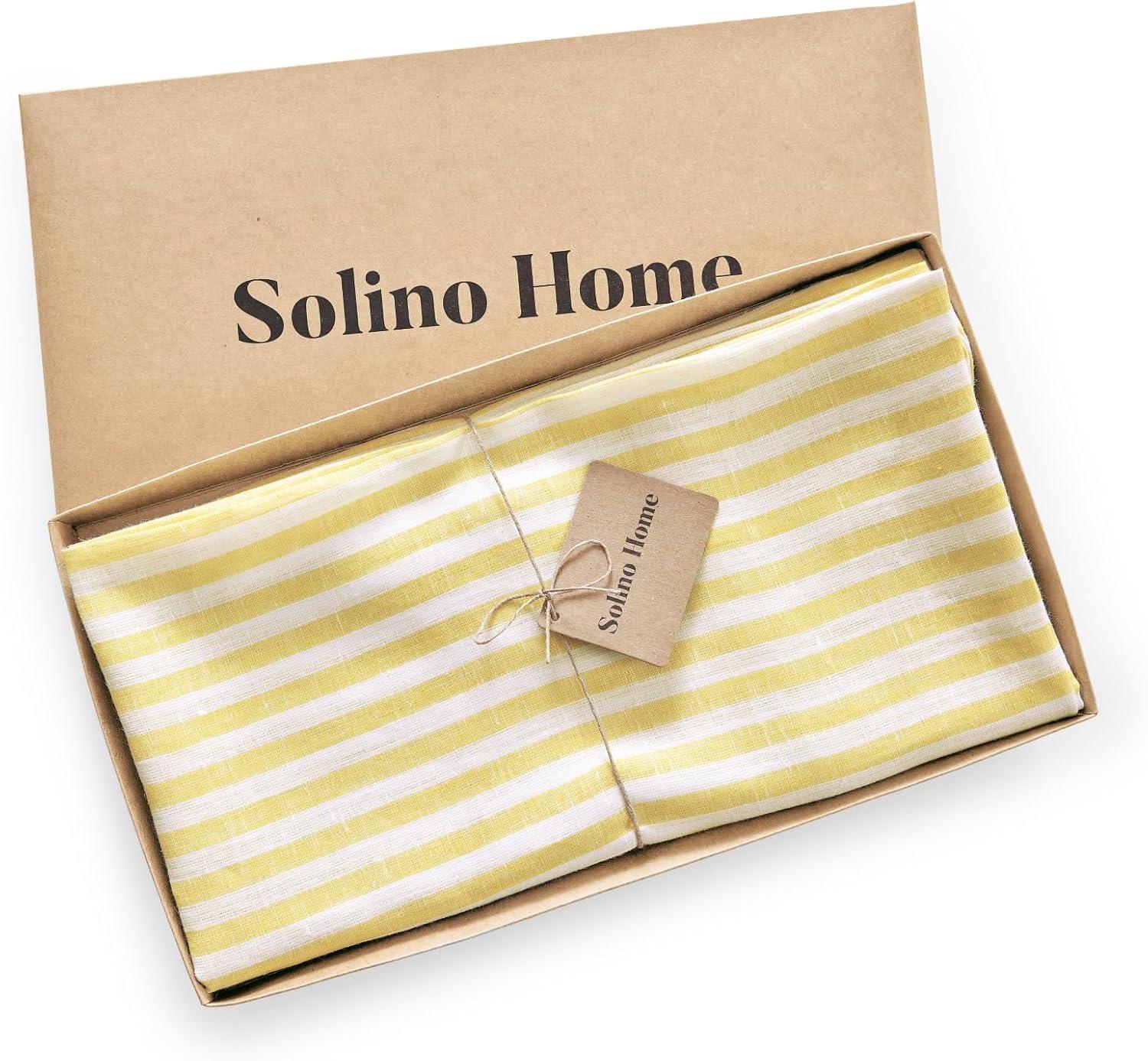 Solino Home Amalfi Stripe - 100% Pure Linen Tablecloth