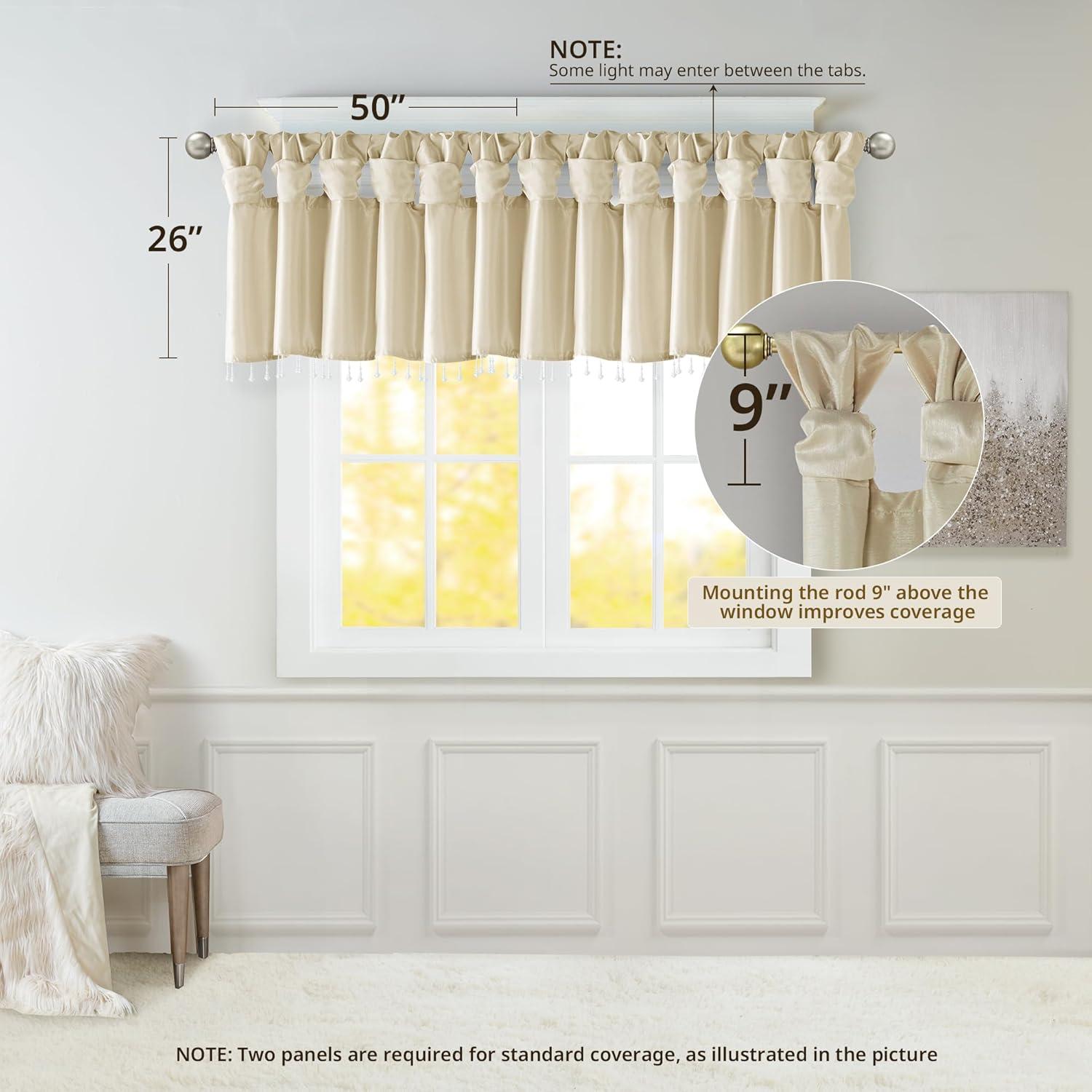 Emilia Lightweight Faux Silk Valance with Beads