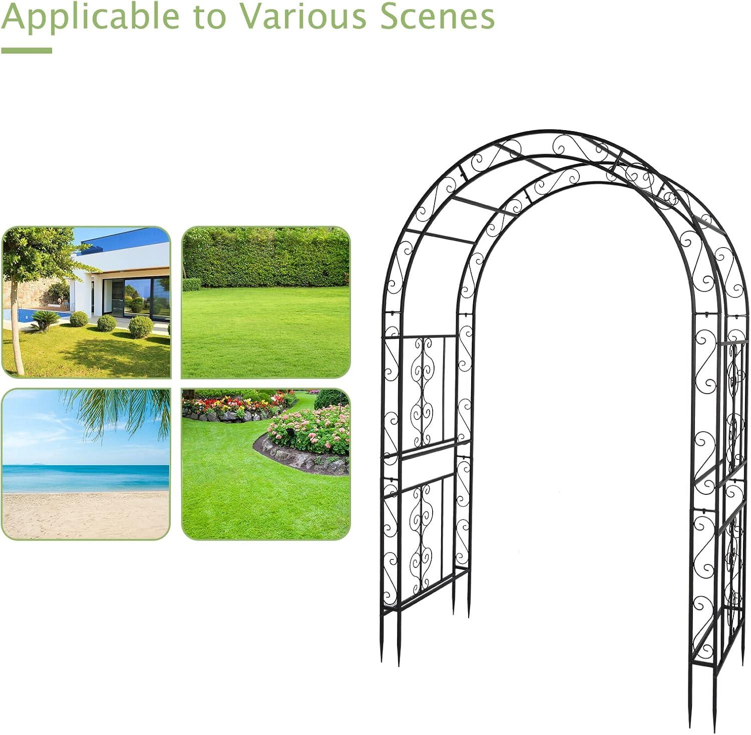 SamyoHome Metal Garden Arch 7Ft Garden Arbor for Climbing Plant Outdoor Wedding