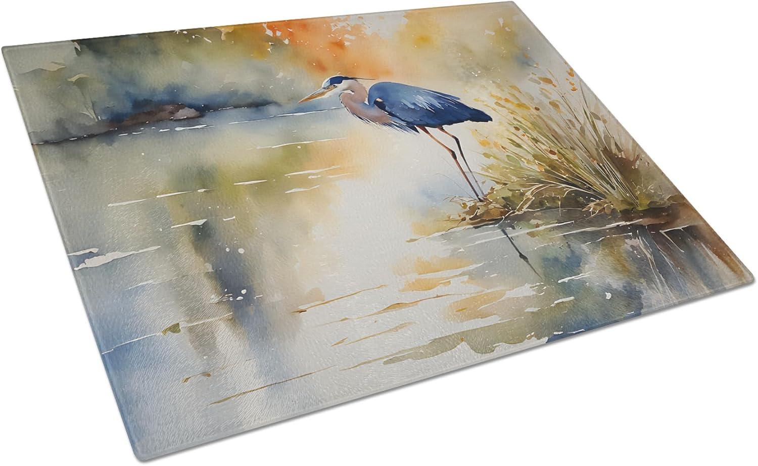 Blue Heron Glass Cutting Board Large 12 in x 15 in