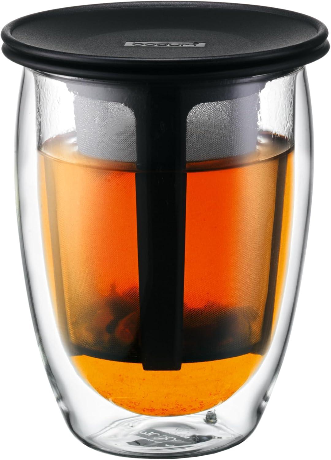 Bodum 12 oz Double Wall Glass Tea Strainer, Stainless Steel