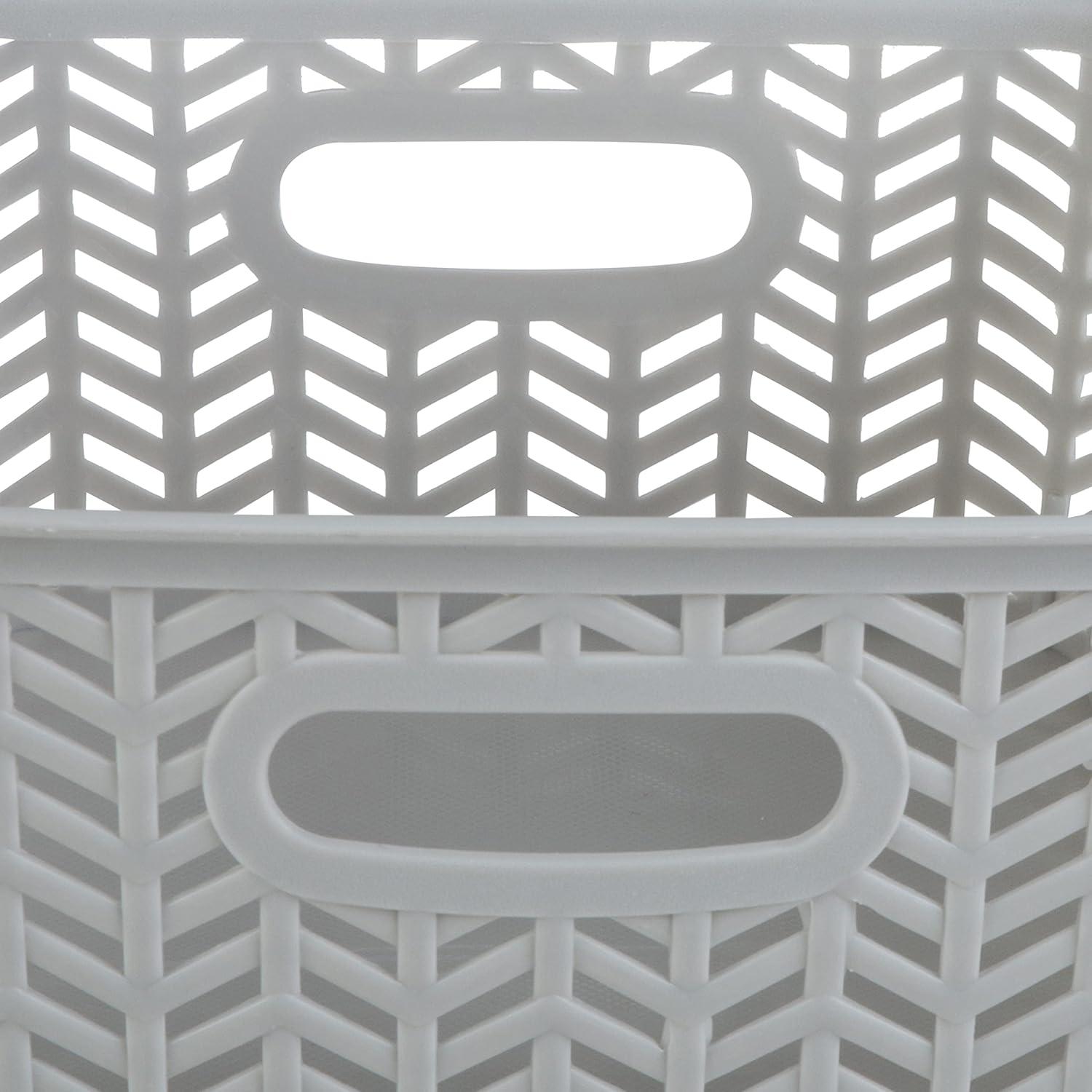 Simplify 3 Pack Small Herringbone Plastic Storage Basket In Grey