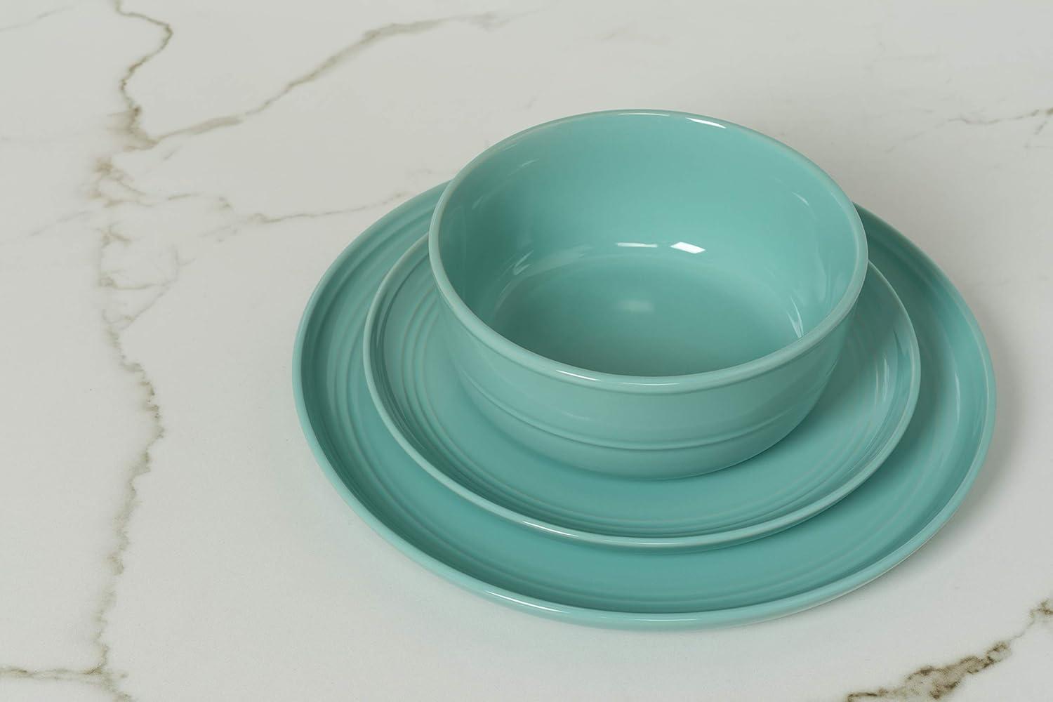 Seafoam Ceramic 16-Piece Dinnerware Set with Glossy Finish