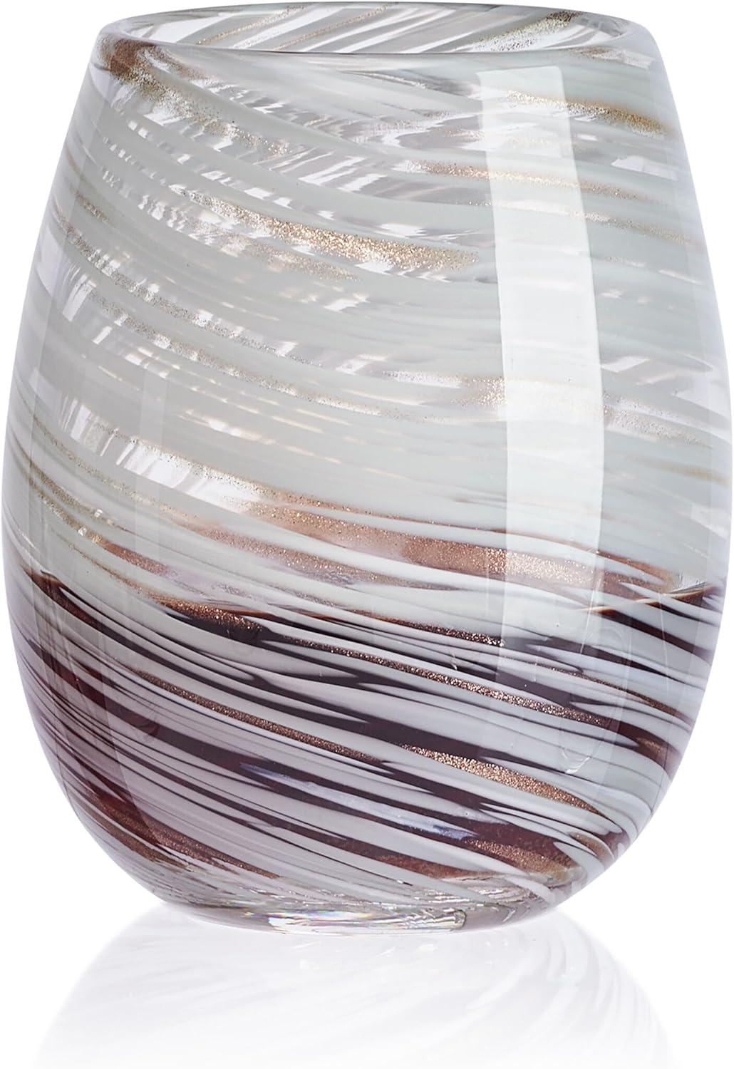 Color Swirl 16 oz. Stemless Wine Glasses