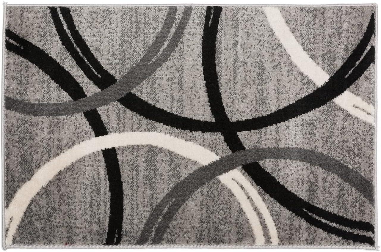 Modern Elegance 5' x 7' Gray Abstract Synthetic Area Rug