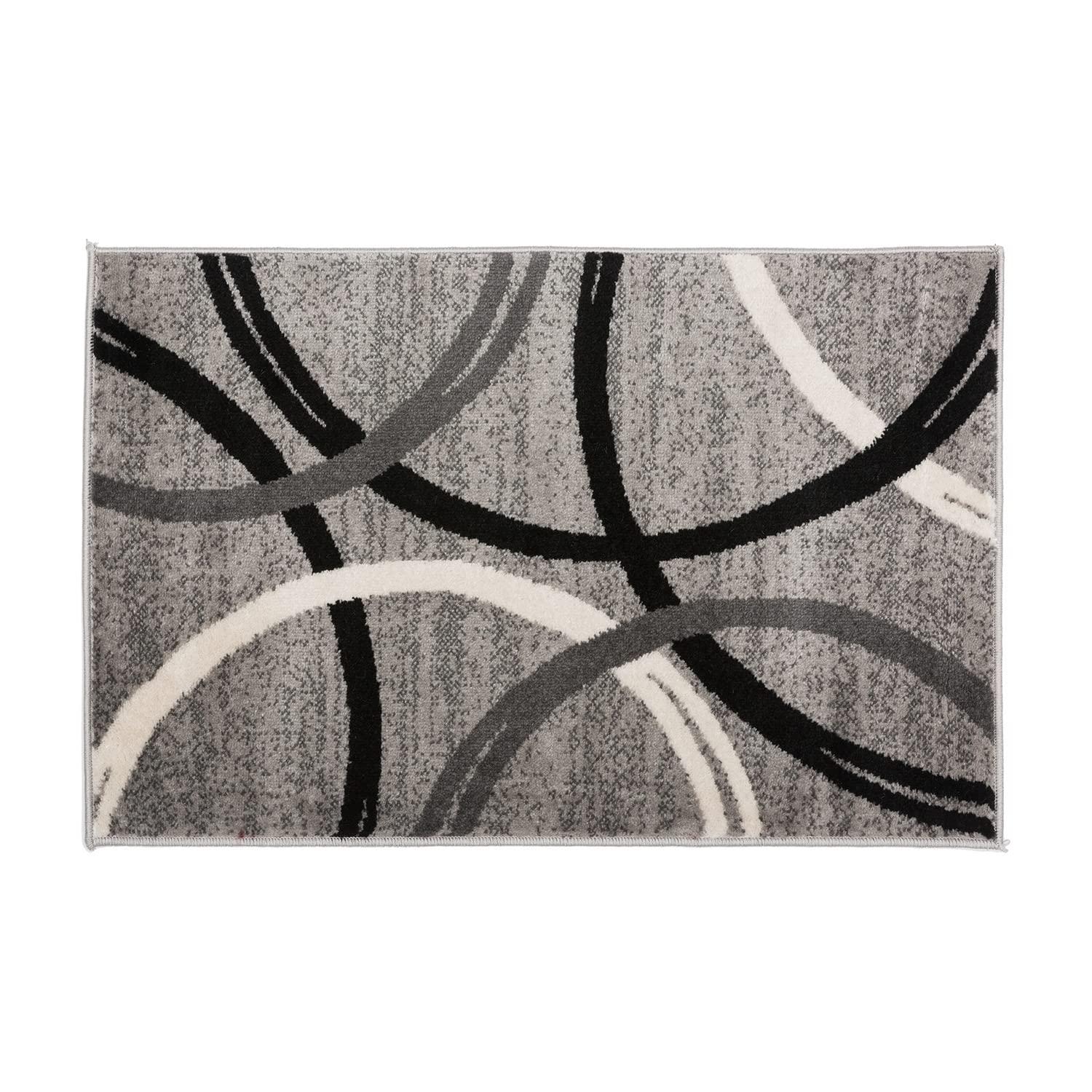World Rug Gallery Contemporary Abstract Circles Design Gray 2' x 3' Area Rug