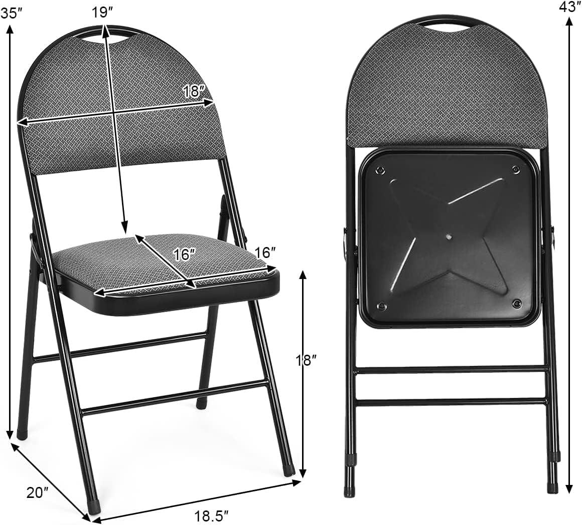 4-Pack Folding Chairs, Fabric Dining Chair Set with Metal Frame, Padded Seat and Back, Non-Slip Foot Pads, Foldable Event Chairs, Party Chair Set for Home Office, Guest Room, Conference Room