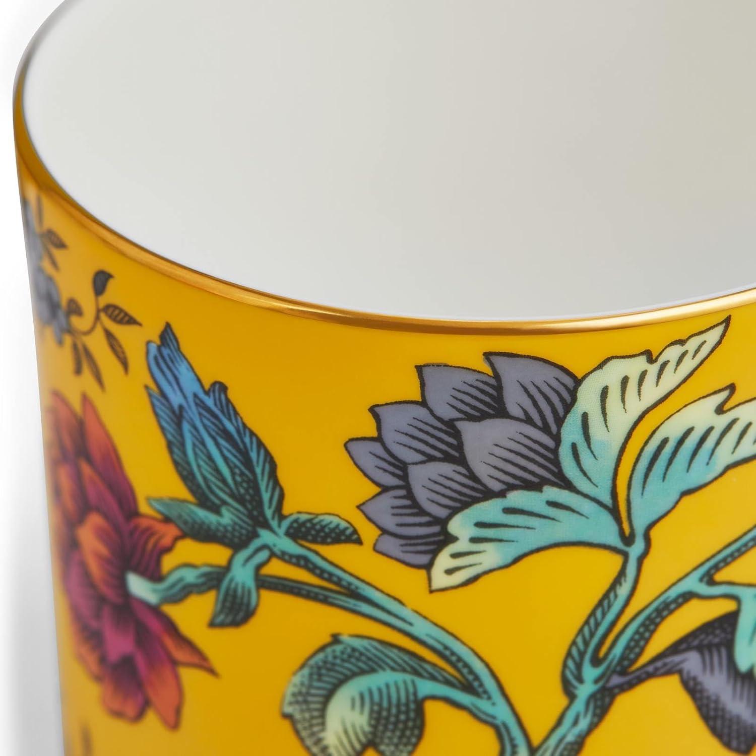 Yellow Floral Bone China Mug with Gold Banding