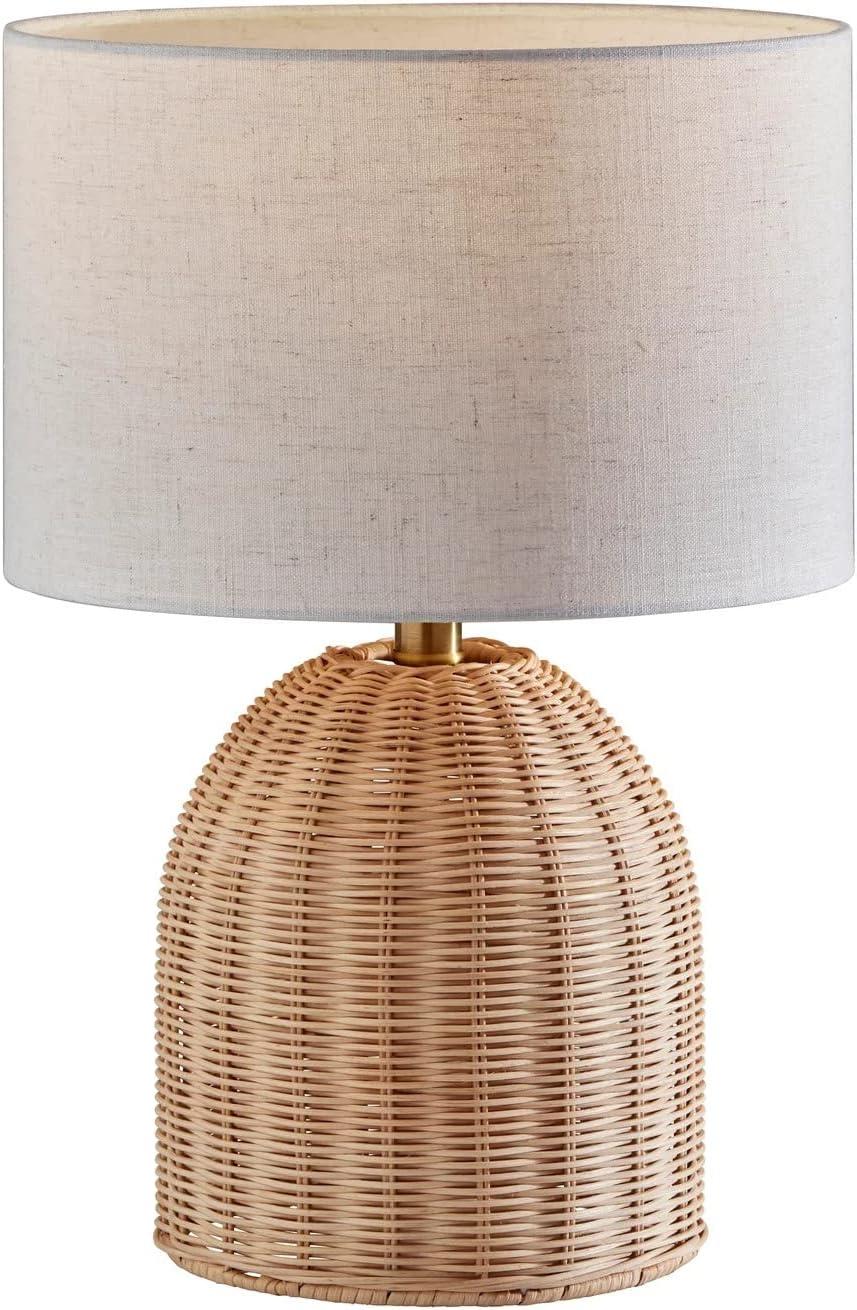 Bali 18.25" Natural Rattan Table Lamp with Off-White Shade