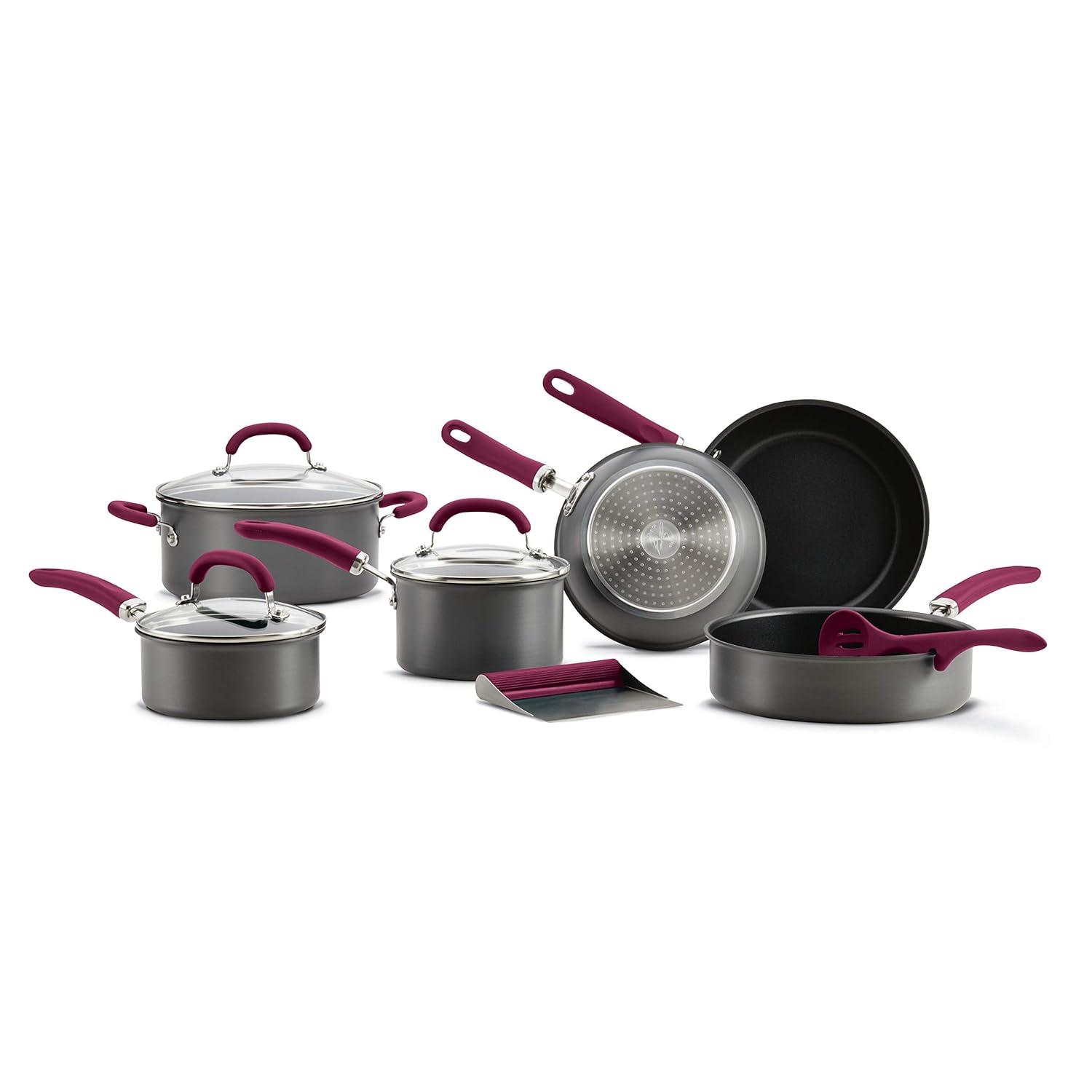 Rachael Ray Rachael Ray Create Delicious Hard Anodized Nonstick Cookware Induction Pots and Pans Set, 11 Piece