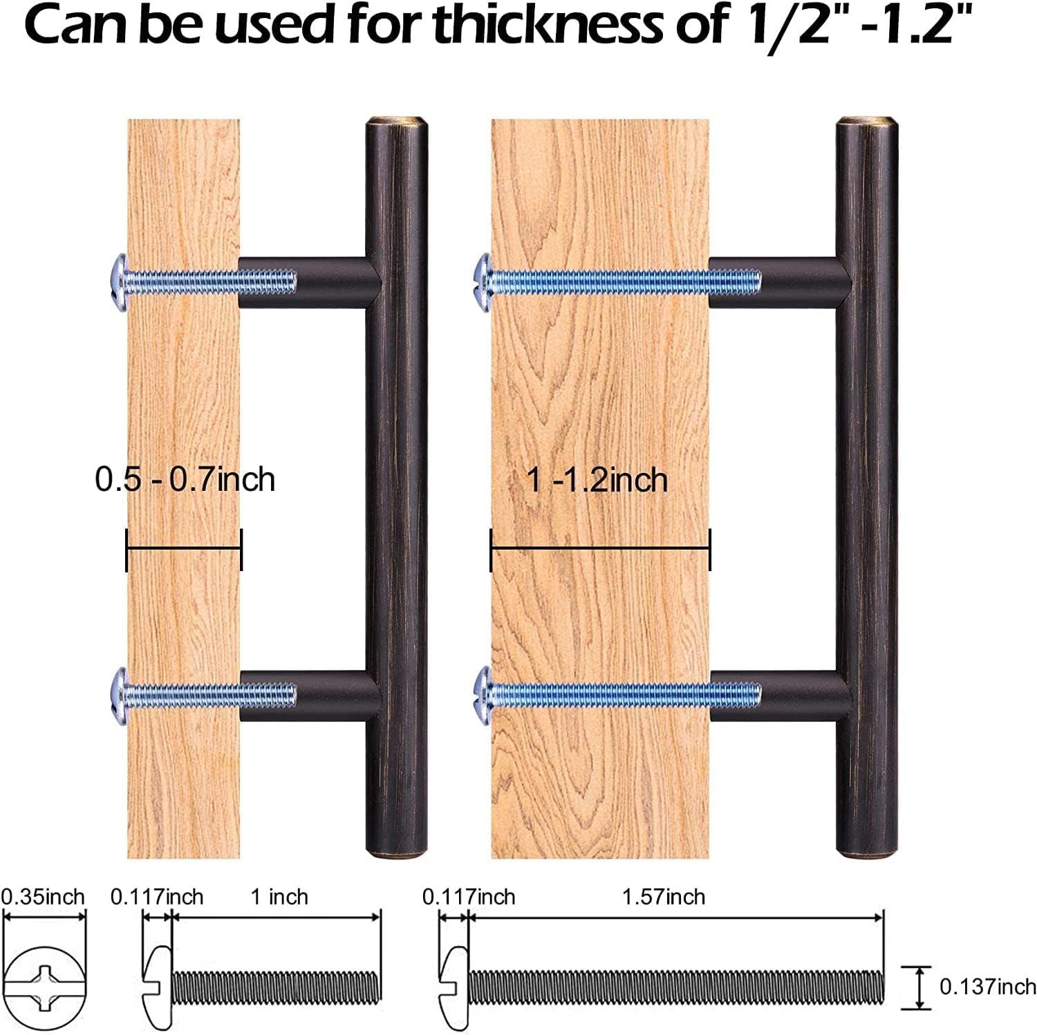 20 Pack Bronze Solid Cabinet Handles Drawer Pulls, 5.38-inch/136mm Length (3-inch Hole Center) Door Handle (1/2-inch Diameter) Kitchen Stainless Steel Cabinet Hardware Handle, Oil-Rubbed Bronze