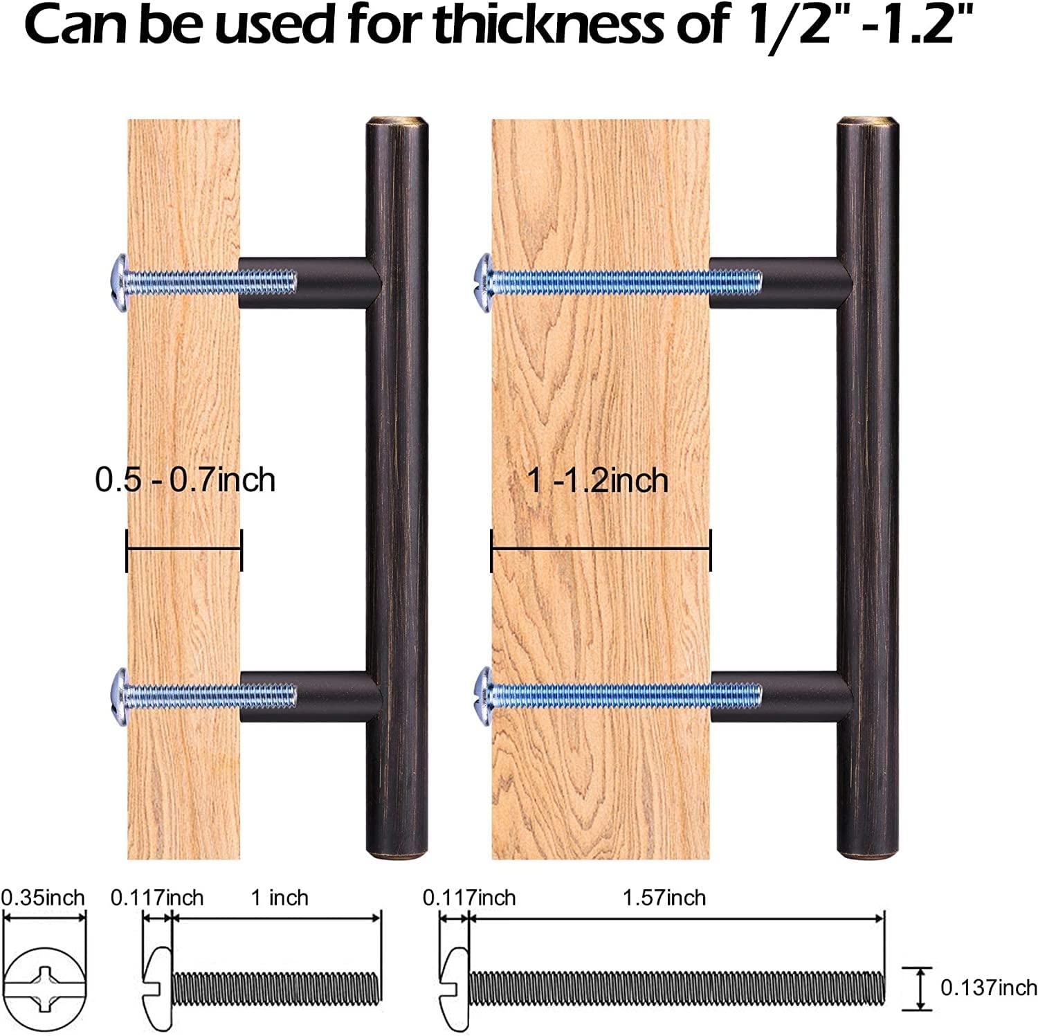 20 Pack Bronze Solid Cabinet Handles Drawer Pulls, 5.38-inch/136mm Length (3-inch Hole Center) Door Handle (1/2-inch Diameter) Kitchen Stainless Steel Cabinet Hardware Handle, Oil-Rubbed Bronze