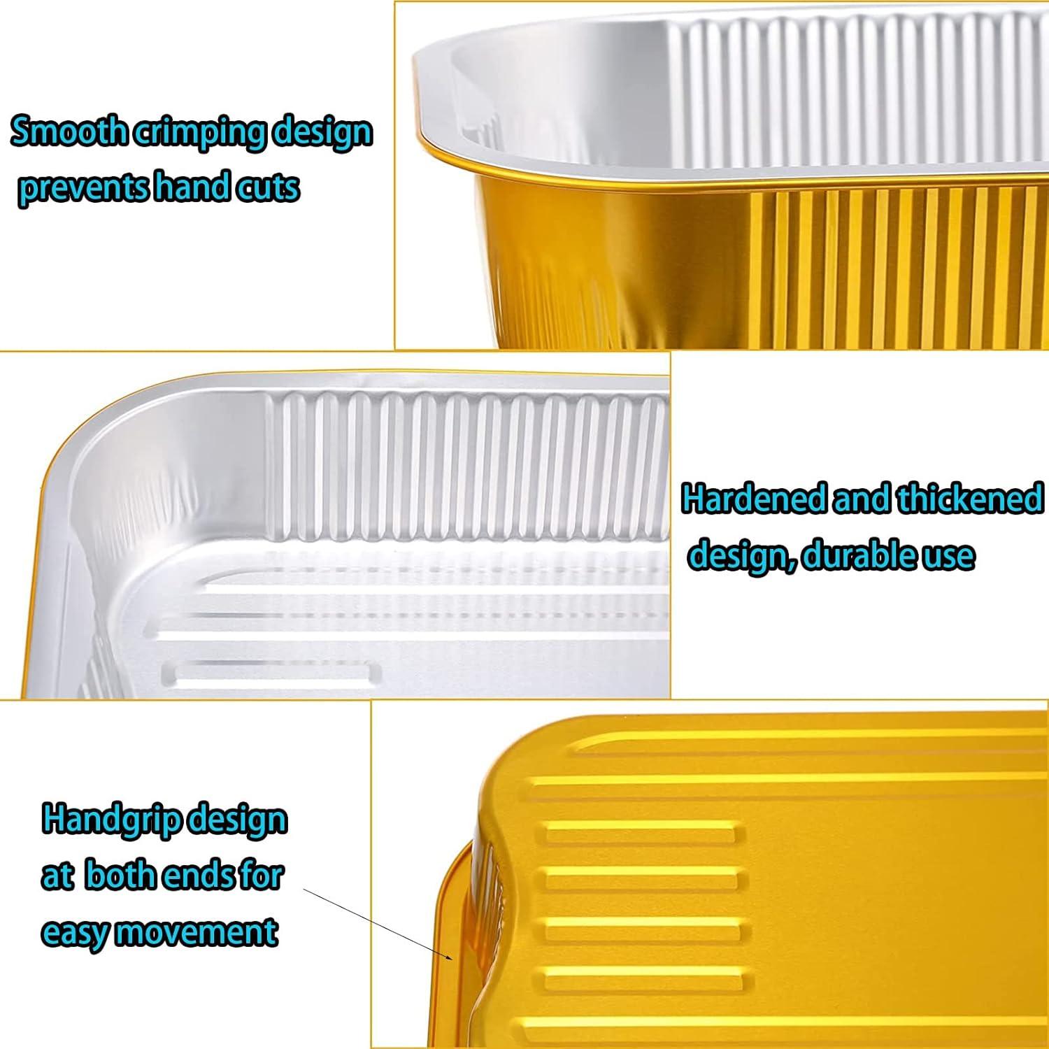 13 "x9" Aluminum foil Lasagna Pans, grill tray, sturdy disposable aluminum pan, 10 sets- for cooking，baking and heating, food storage, distribution, barbecue,Gold